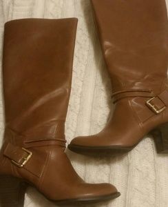 Nine west cognac mid shaft boot